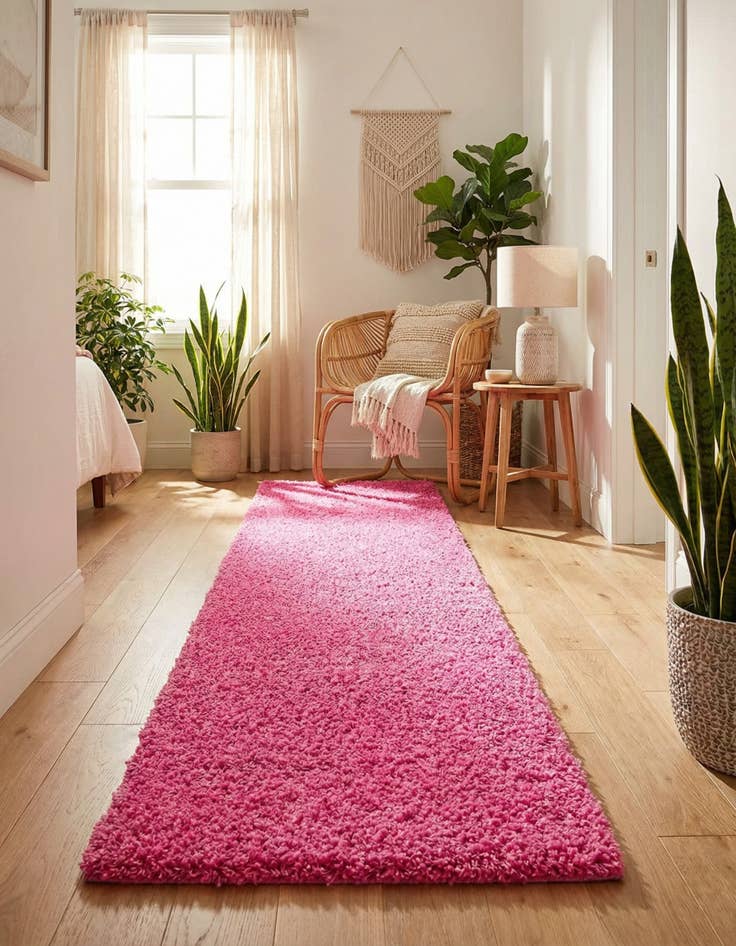 Detail image of 2' 7 x 10' Solid Shag Runner Rug