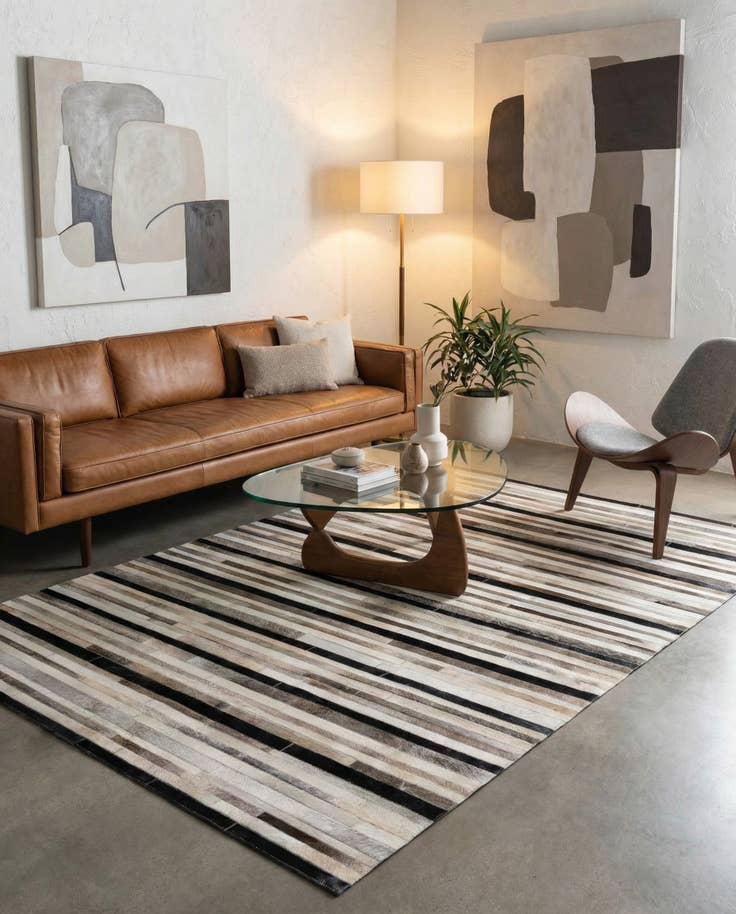 Detail image of 5' x 8' Cowhide Stocks Rug