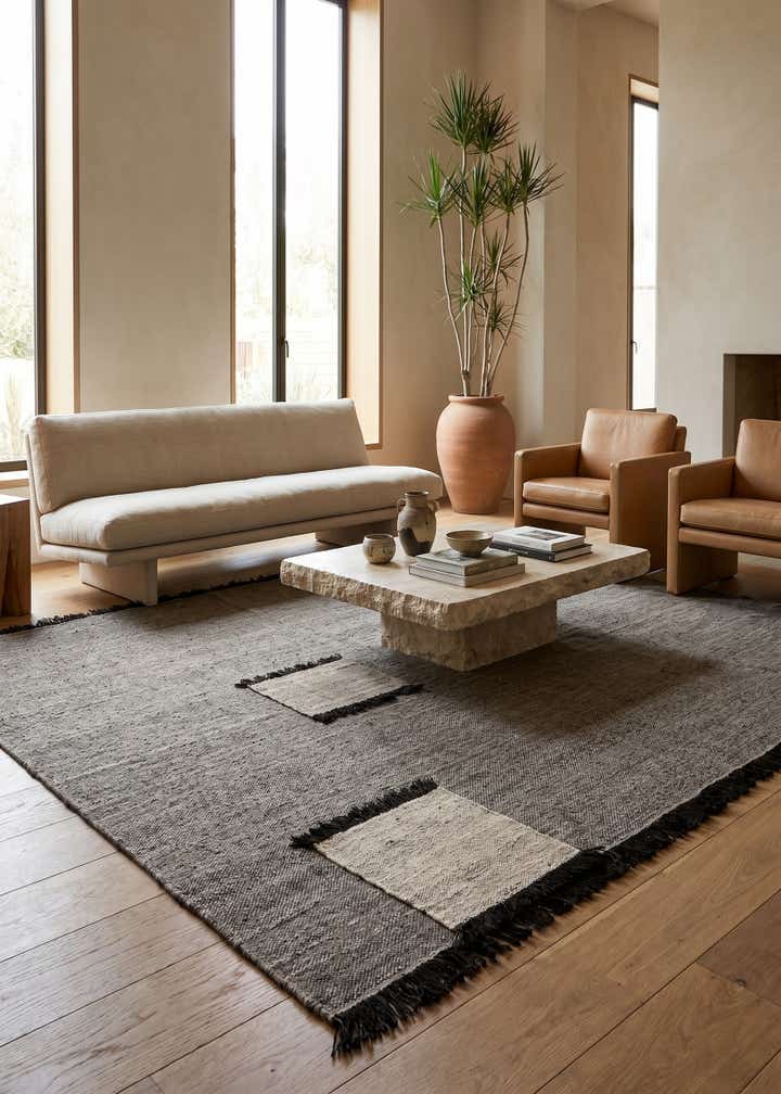 9' x 9' 7 Hand Knotted Handweb Wool Rug