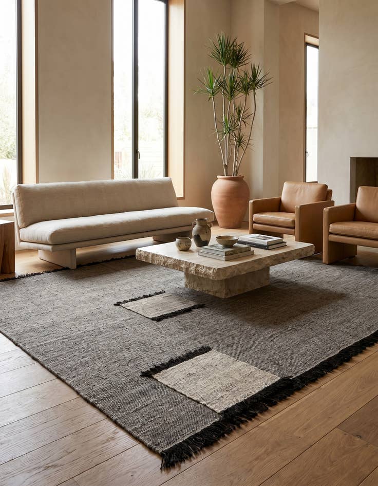 Detail image of 9' x 9' 7 Hand Knotted Handweb Wool Rug