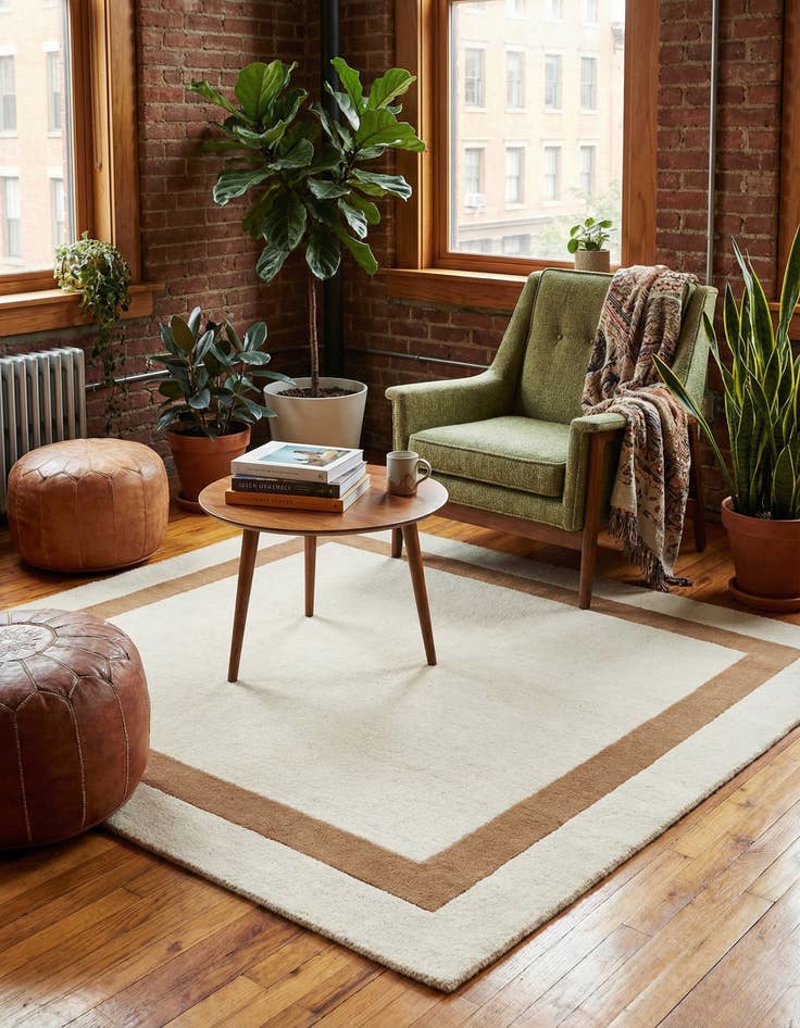 Detail image of 5' 1 x 5' 1 Jill Zarin Border Wool Square Rug