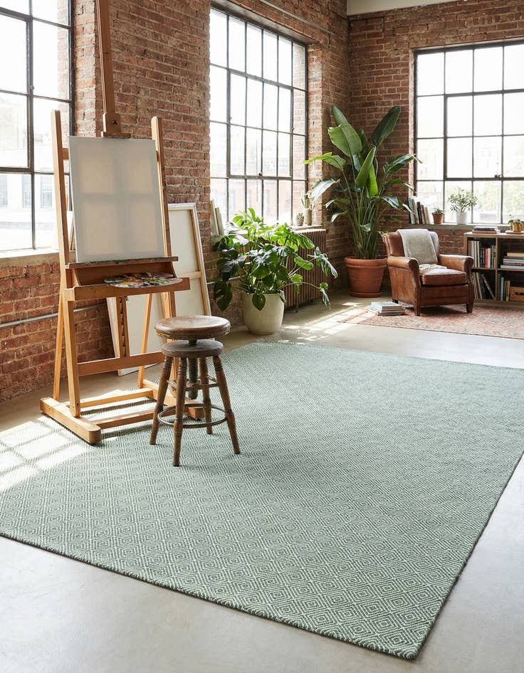 Detail image of 10' x 14' 1  Hand Woven Geo Trellis Flatweave Rug