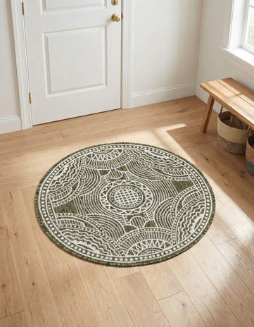 3' x 3' Easy-Clean Traditional Indoor / Outdoor Round Rug