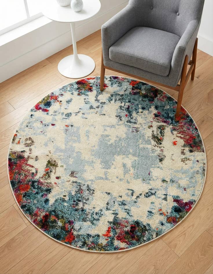 Detail image of 4' x 4'  Washable Spectrum Round Rug