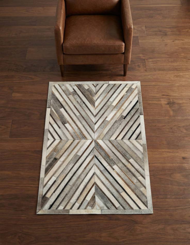 Detail image of 3' 1 x 5' 1 Cowhide Leather Rug