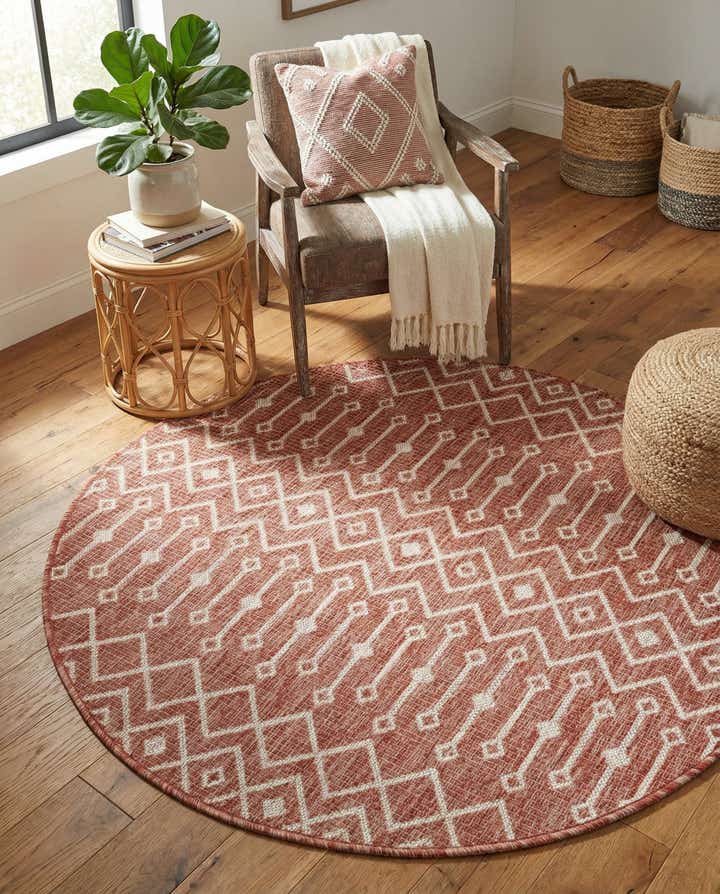 4' x 4' Easy-Clean Trellis Indoor / Outdoor Round Rug
