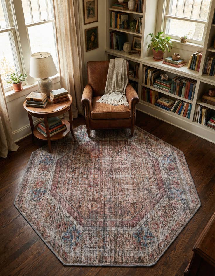 Detail image of 5' 3 x 5' 3 Washable Nostalgia Octagon Rug