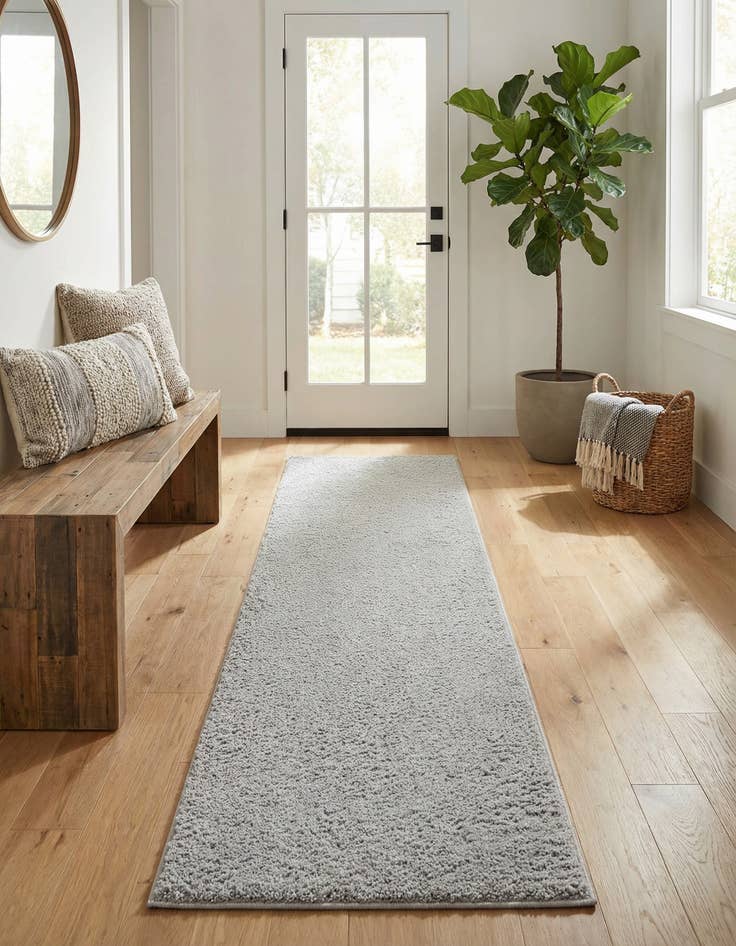 Detail image of 2' x 6' 9 Studio Solid Shag Runner Rug