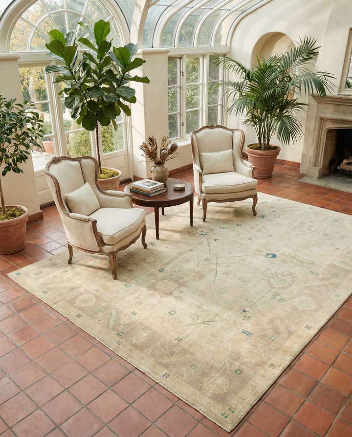 8' x 9' 9 Hand Knotted Oushak Wool Rug