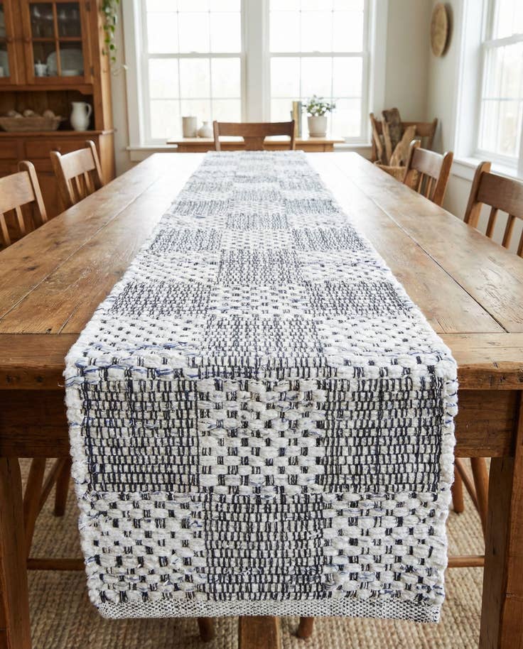 Detail image of 1' 2 x 10' Hand Woven Chindi Cotton Table Runner Rug