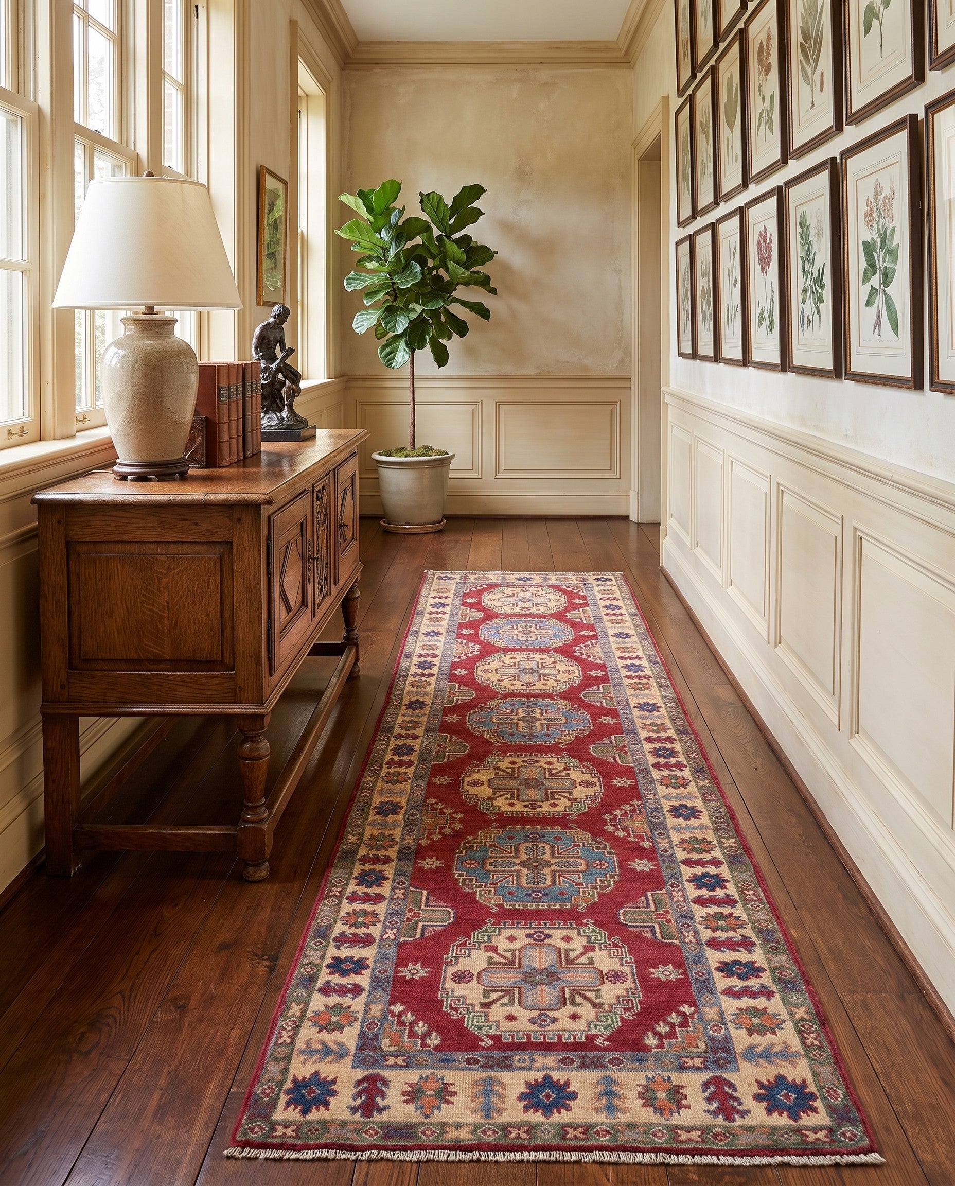 85cm x 305cm Hand Knotted Kazak Runner Rug