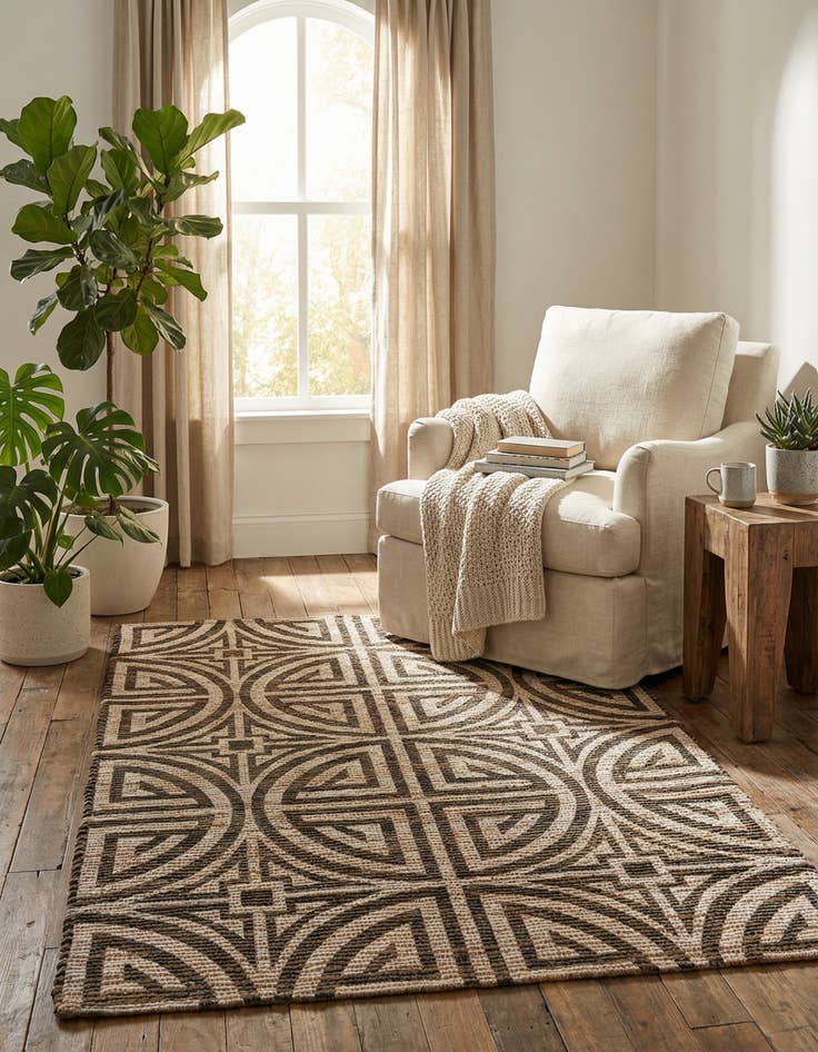 Detail image of 4' 1 x 6' 1 Hand Woven Chenille Jute Rug