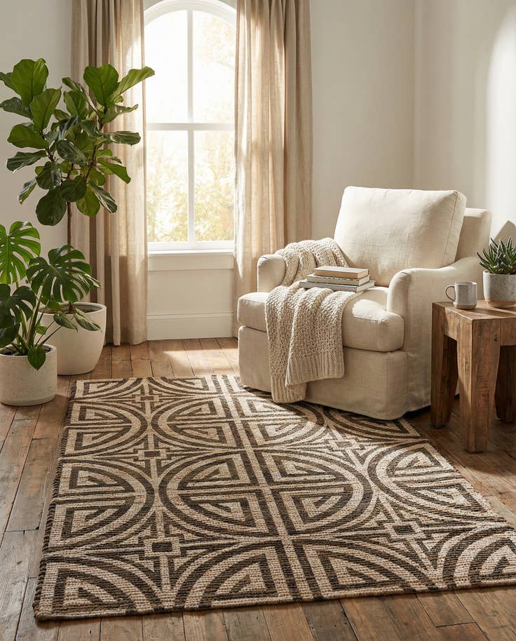 Detail image of 4' 1 x 6' 1 Hand Woven Chenille Jute Rug