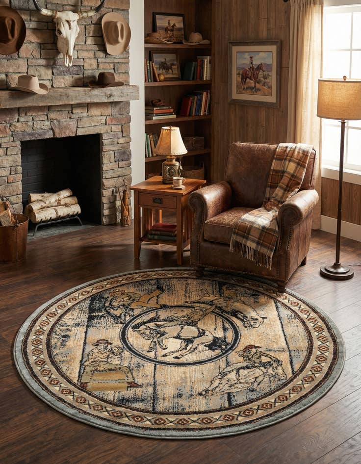 Detail image of 5' 3 x 5' 3 Pioneer Round Rug