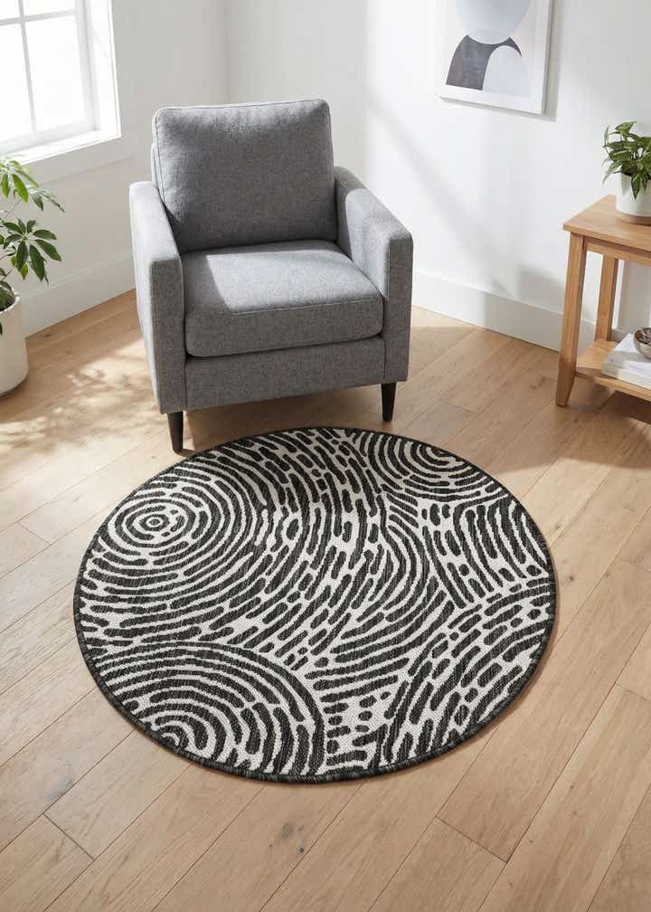 3' x 3' Easy-Clean Modern Indoor / Outdoor Round Rug