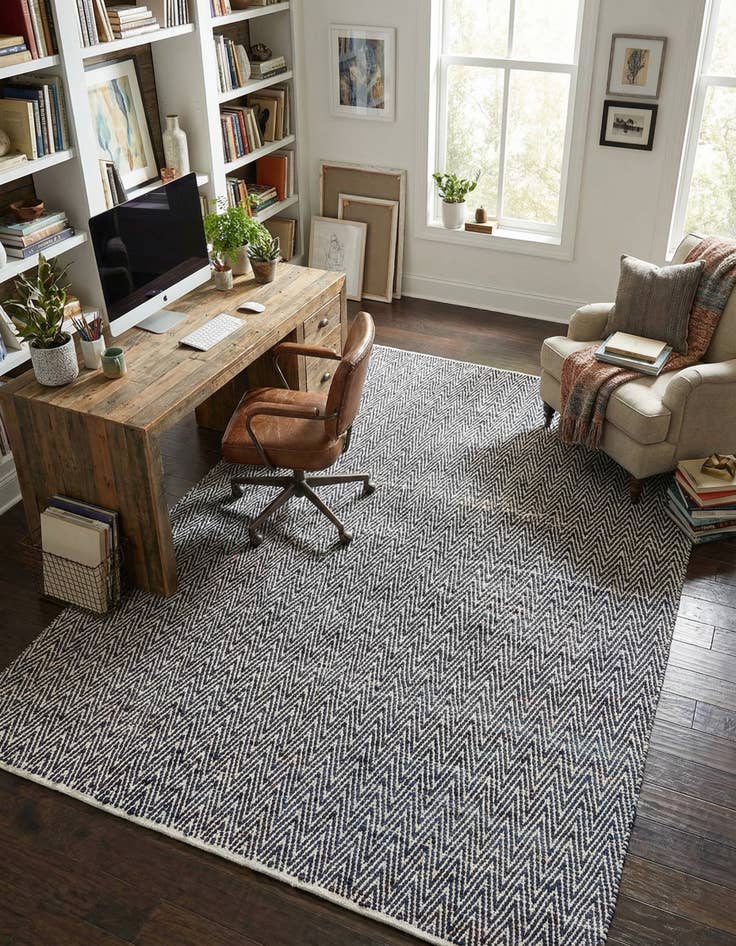 Detail image of 10' x 14' 1  Hand Woven Chindi Chevron Rug