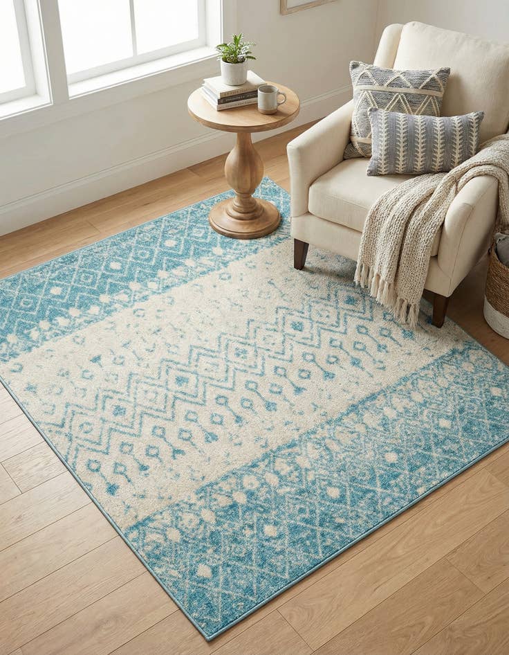 Detail image of 5' 3 x 5' 3 Moroccan Trellis Square Rug