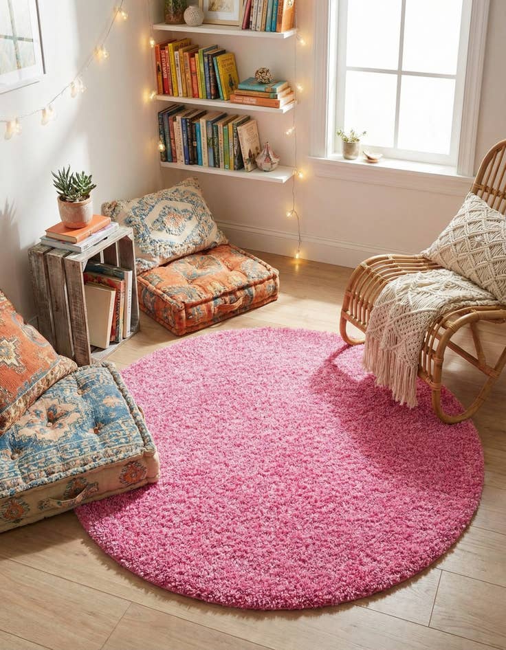 Detail image of 5' 3 x 5' 3 Solid Shag Round Rug