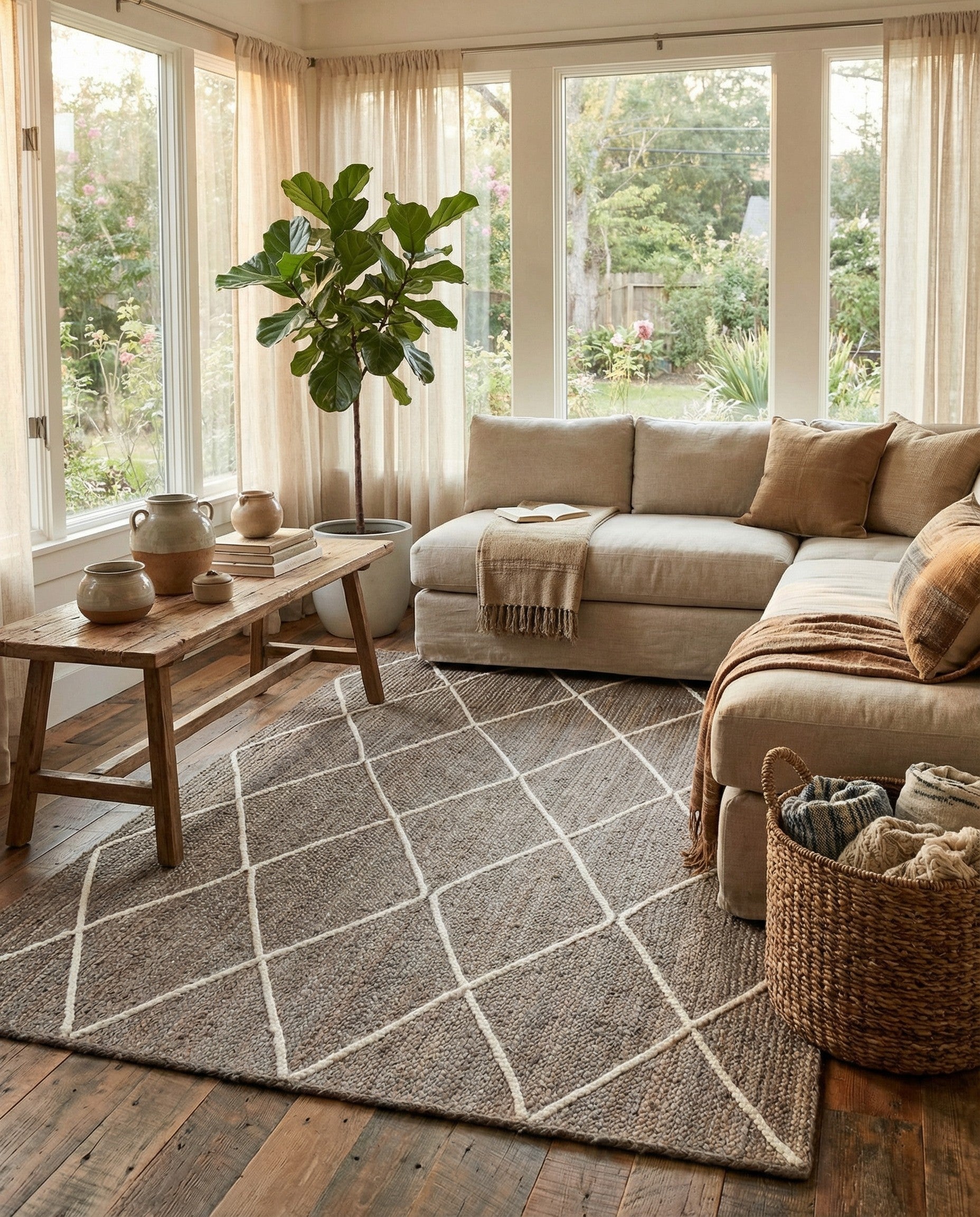 5' 1 x 8'  Hand Braided Jute Rug