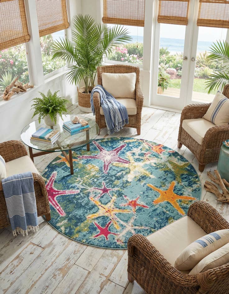 Detail image of 7' 10 x 7' 10  Washable Capri Round Rug