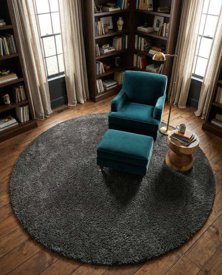 10' x 10' Solid Shag Round Rug