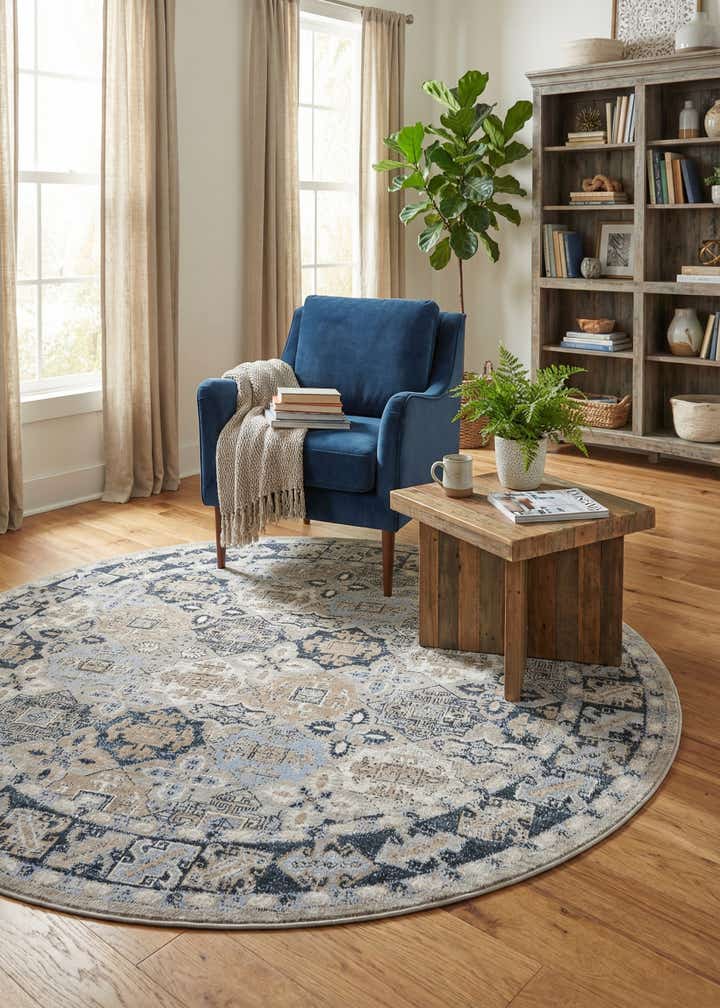 7' 10 x 7' 10 Kamala Washable Round Rug