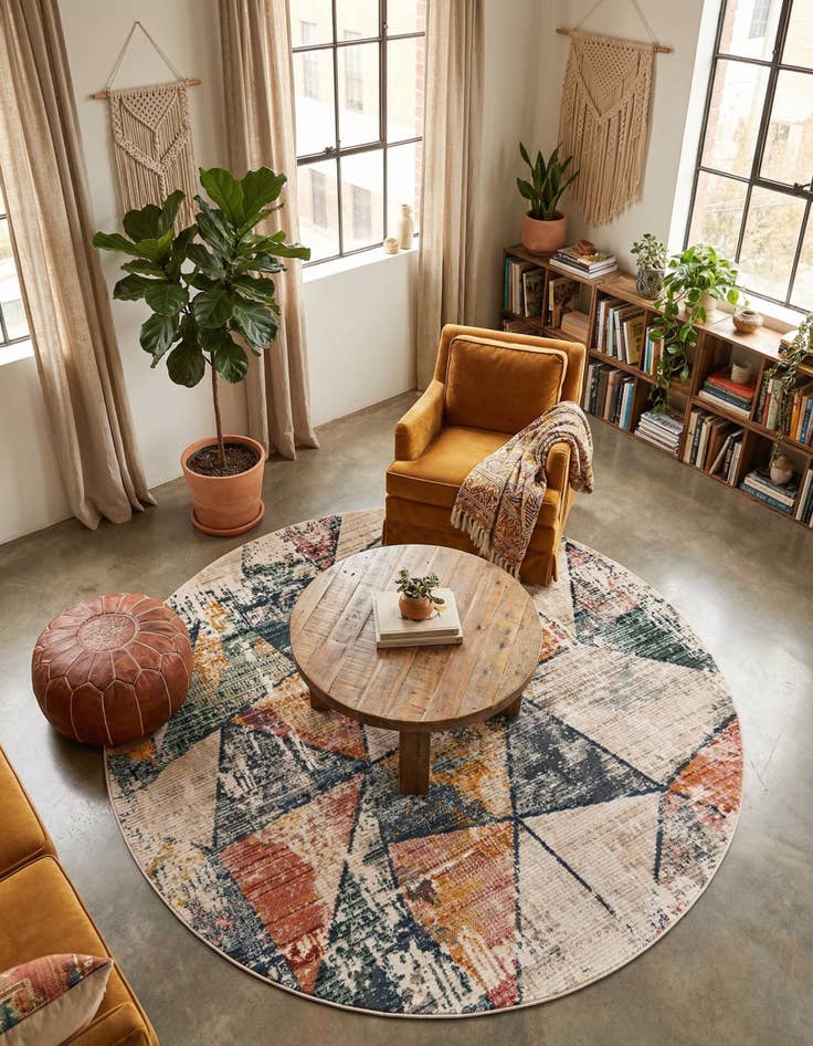 Detail image of 7' 3 x 7' 3 Gemstone Round Rug