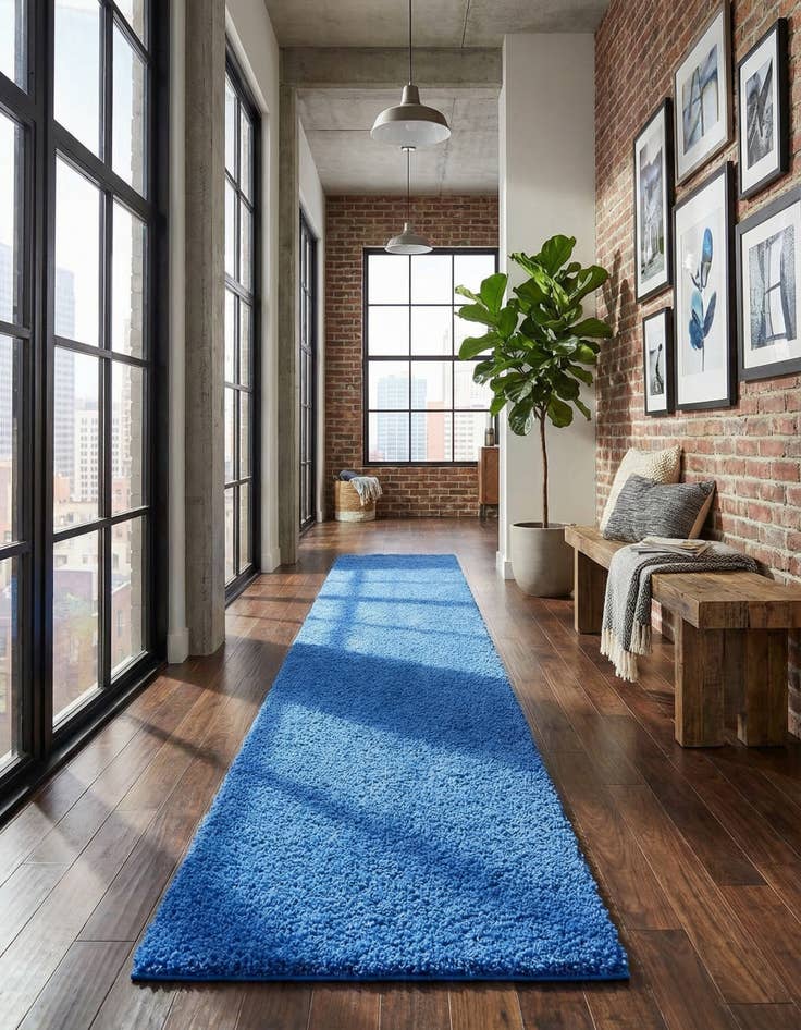 Detail image of 2' 7 x 19' 8 Solid Shag Runner Rug