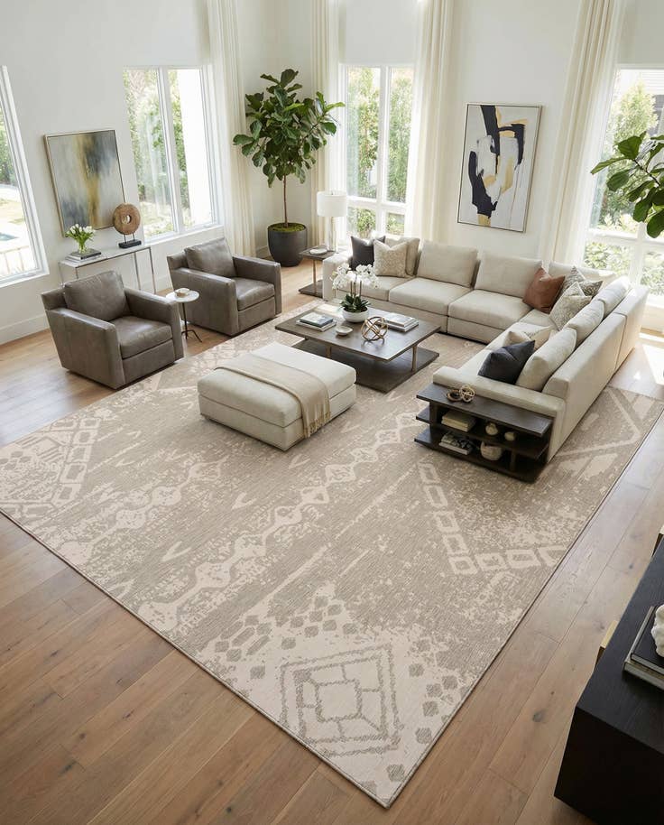 Detail image of 13' x 13' Easy-Clean Bohemian Indoor / Outdoor Square Rug