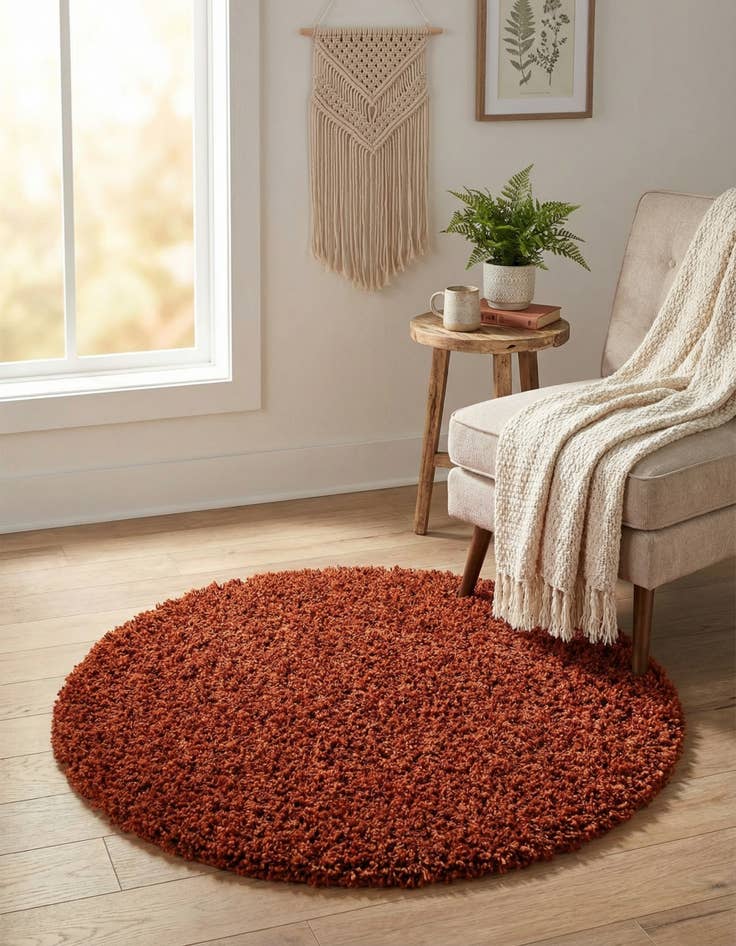 Detail image of 3' x 3' Solid Shag Round Rug