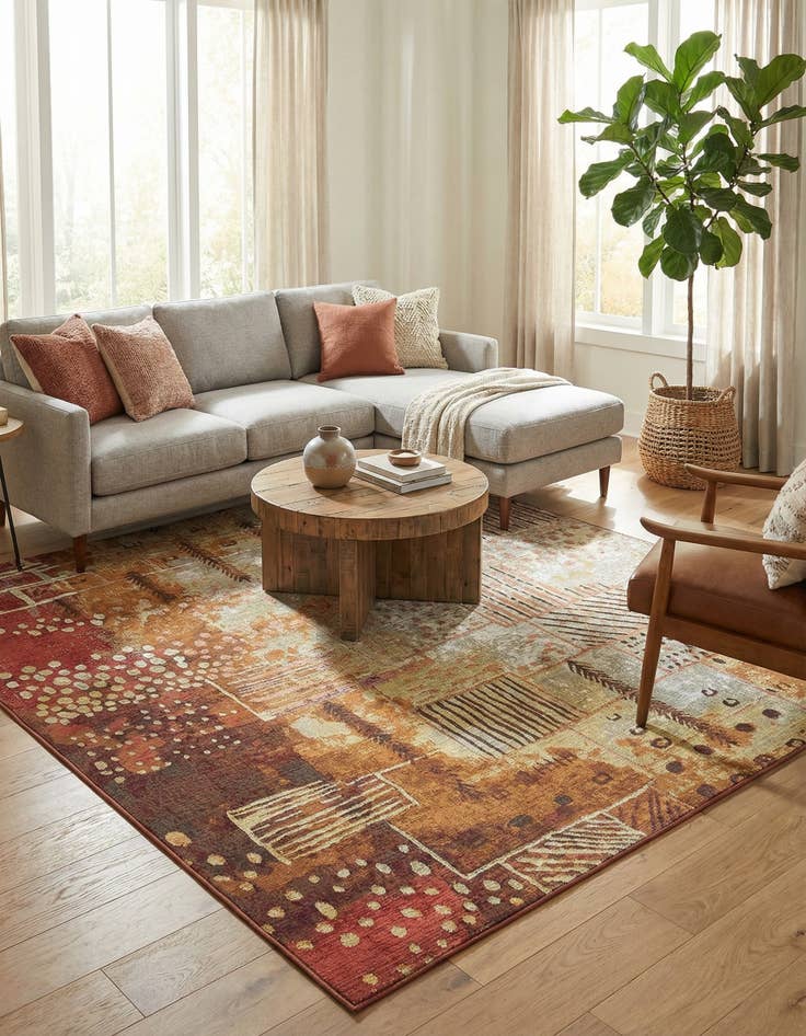 Detail image of 6' x 6' Washable Modern Indoor / Outdoor Square Rug