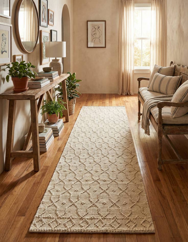 Detail image of 2' 7 x 9' 10 Hand Woven Larsa Jute Runner Rug