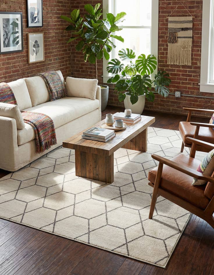 Detail image of 7' 10 x 10' Lattice Frieze Rug