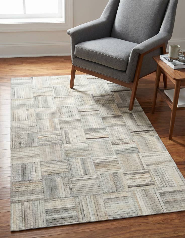 Detail image of 3' 1 x 5' 1 Cowhide Leather Rug