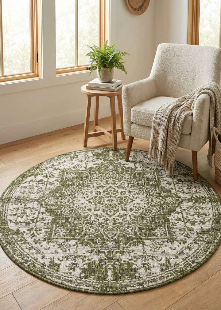4' x 4' Easy-Clean Jill Zarin Dubai Indoor / Outdoor Round Rug