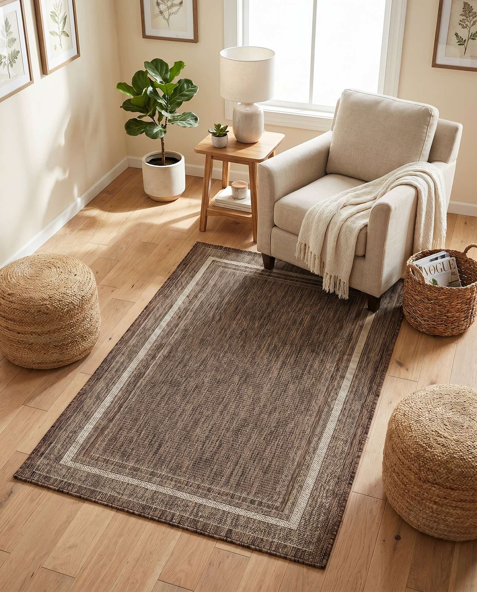 3' 1 x 5' 3 Easy-Clean Border Indoor / Outdoor Rug