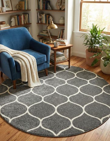 6' x 6' Lattice Frieze Round Rug