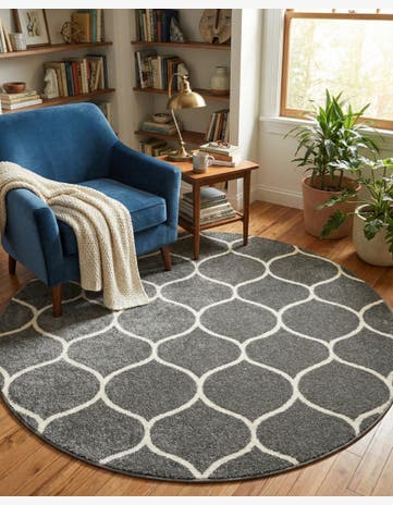 6' x 6' Trellis Frieze Round Rug