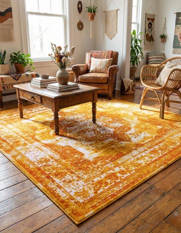 Orange Monaco Square Rug