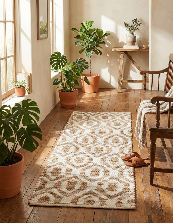 Detail image of 2' 2 x 6' 1 Hand Woven Chindi Jute Runner Rug