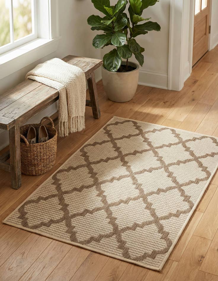 Detail image of 2' 2 x 3' Washable Trellis Indoor / Outdoor Rug