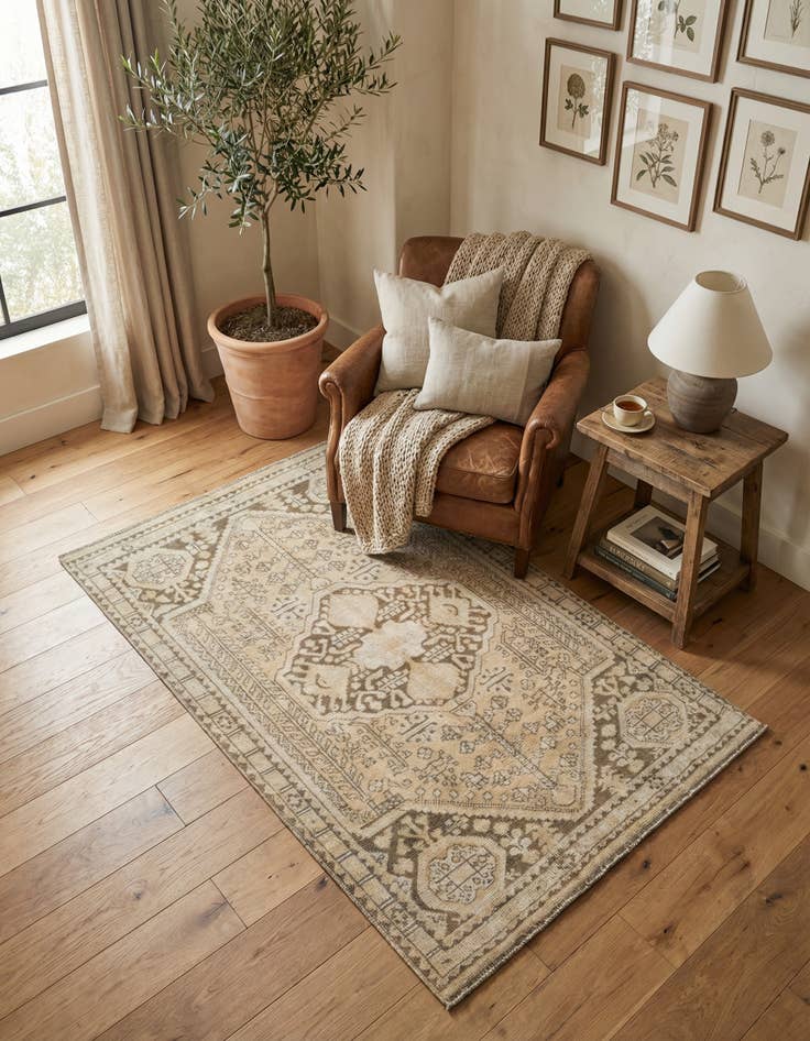 Detail image of 3' 9 x 6' 1 Hand Knotted Oushak Wool Rug