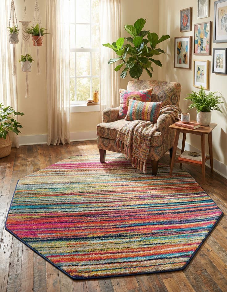 Detail image of 5' 3 x 5' 3 Azalea Octagon Rug