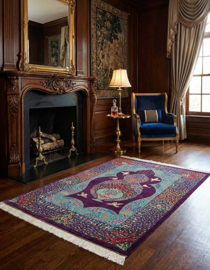 Detail image of 3' 3 x 4' 10 Ghom Silk Rug
