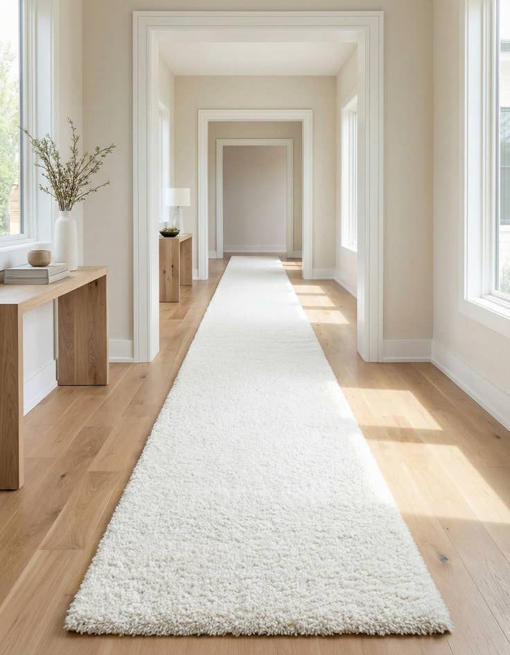 Detail image of 2' 7 x 19' 8 Solid Shag Runner Rug