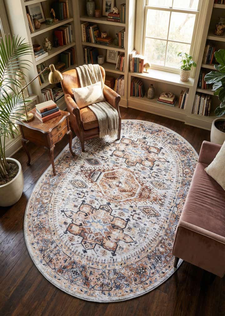 7' 10 x 10' Washable Yara Oval Rug