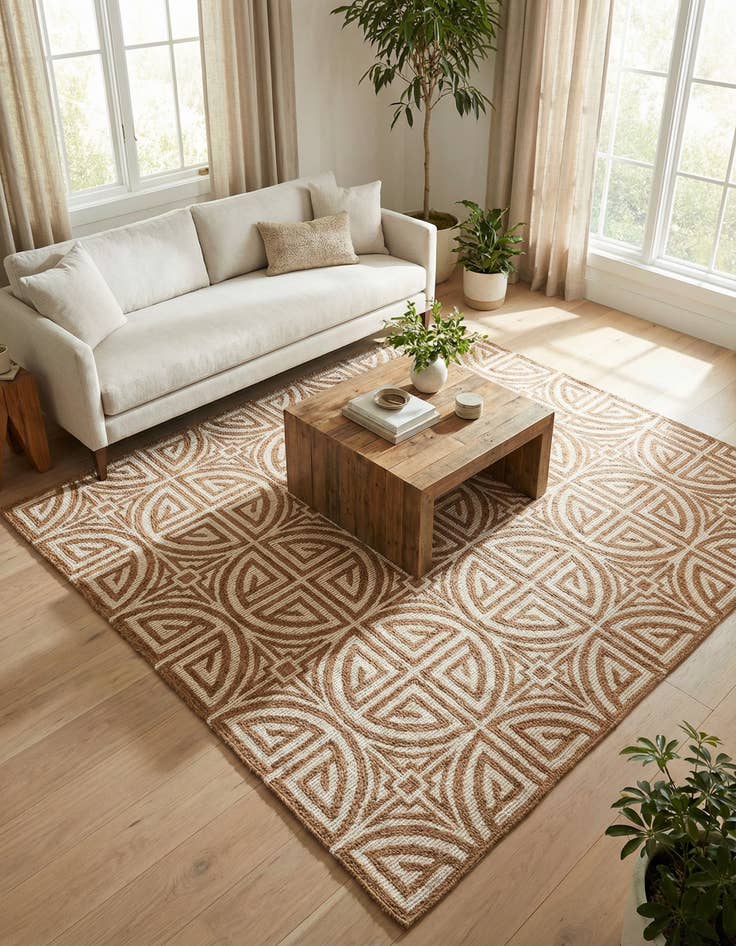 Detail image of 7' 10 x 7' 10 Hand Woven Chenille Jute Square Rug