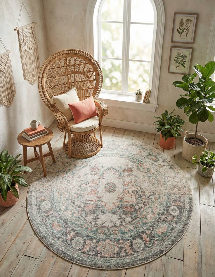 Detail image of 5' x 5' Madeline Vintage Round Rug