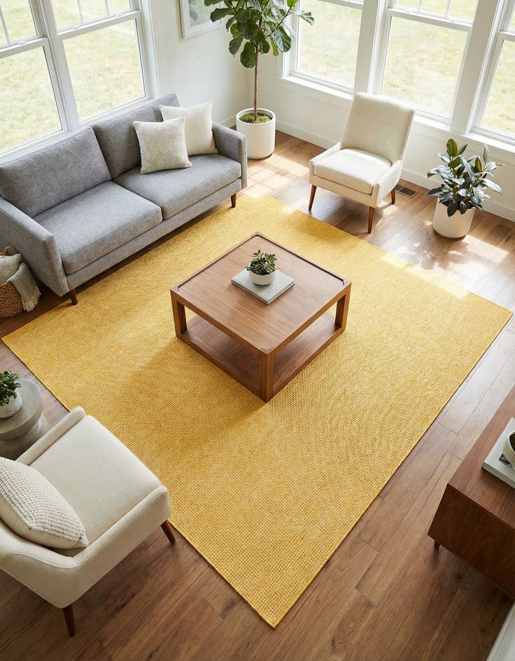 Detail image of 7' 10 x 7' 10 Easy-Clean Solid Indoor / Outdoor Square Rug