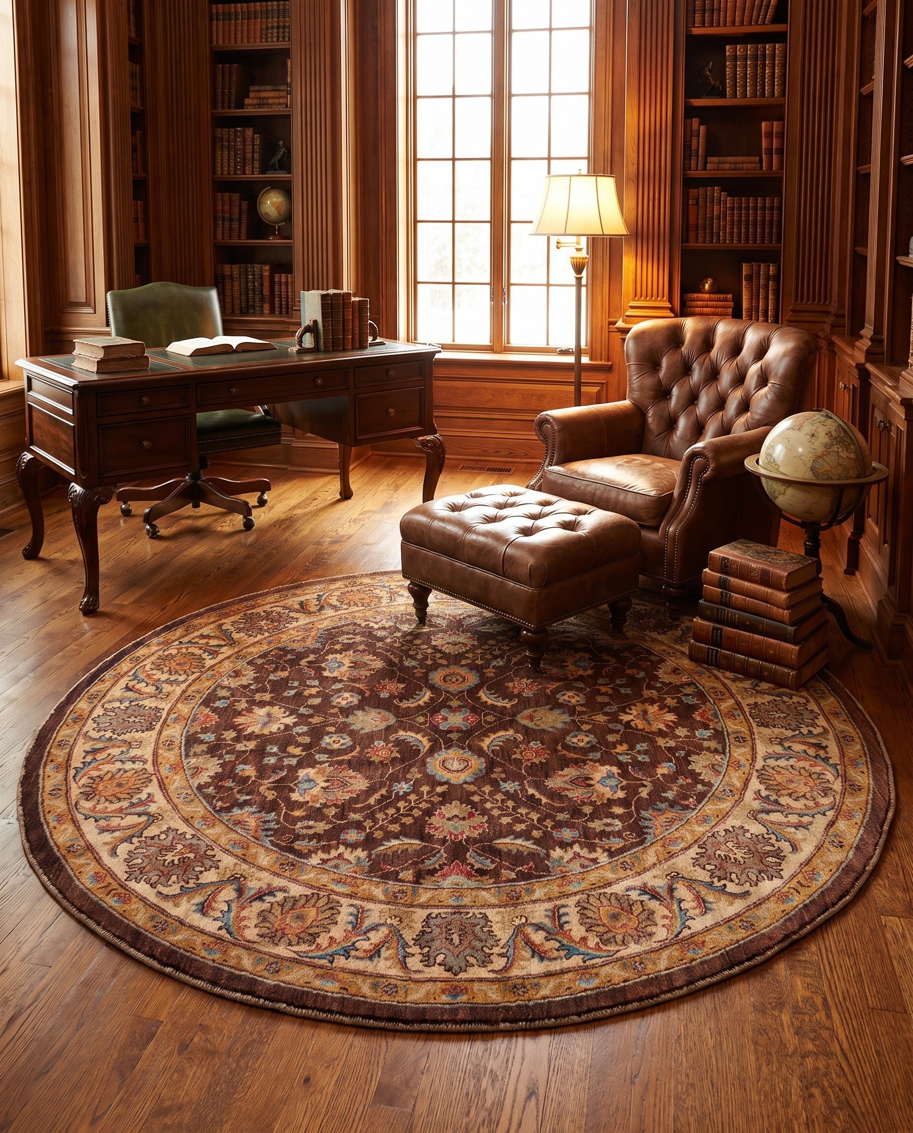 180cm x 180cm Hand Knotted Ziegler Round Rug